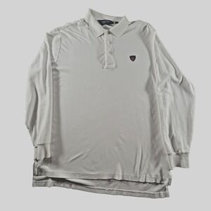 Polo Golf Ralph Lauren Mens L Long Sleeve Polo Shirt White Crest Logo‎ Classic